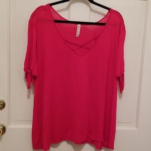 Red top cross cross front!